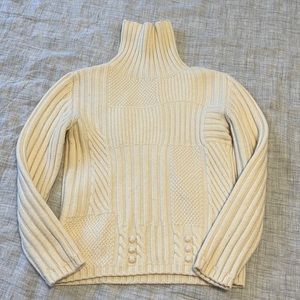 Montoto Mujer cream cable-knit wool blend turtleneck sweater